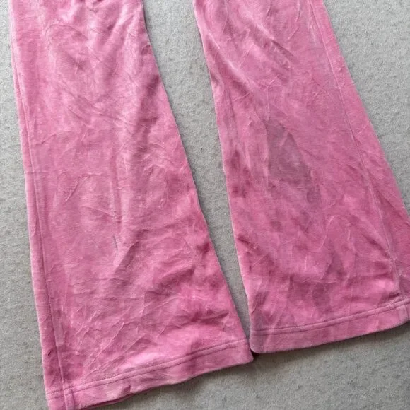 Vintage Juicy Couture Women's Baby Pink Velour Flared Track Pant Pockets Size S - Picture 7 of 7